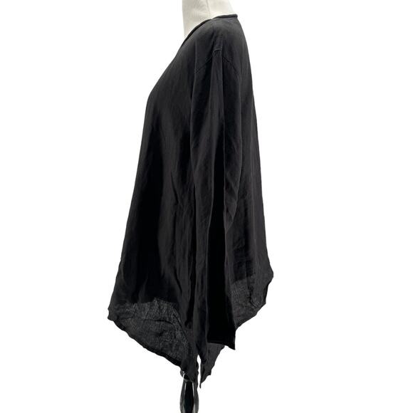Kleen Women's Black 100% Linen Long Sleeve Lagenlook Tunic Blouse Size XL - Picture 2 of 6